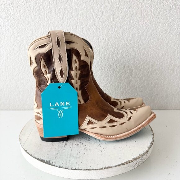 Lane CHASE THE WIND Womens Cowboy Bootie 6.5 Western Short Brown Cowgirl Boots - Picture 2 of 11